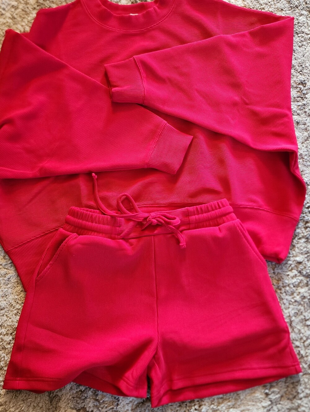 Zenana DK RUDY RED Ribbed Knit Lounge Or Go  Casual. "Spice It Up Set"